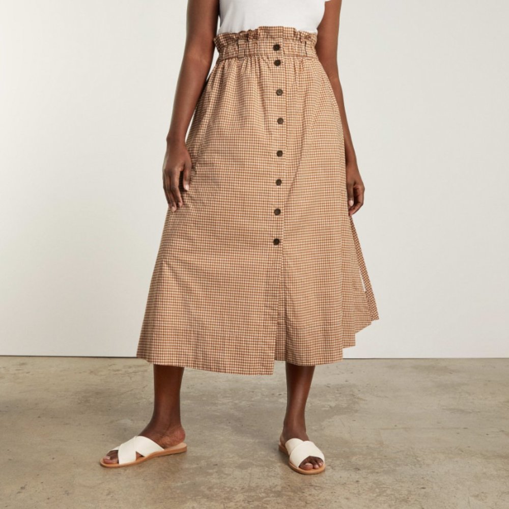 Everlane Easy Button-Front Skirt, Burnt Orange, XS